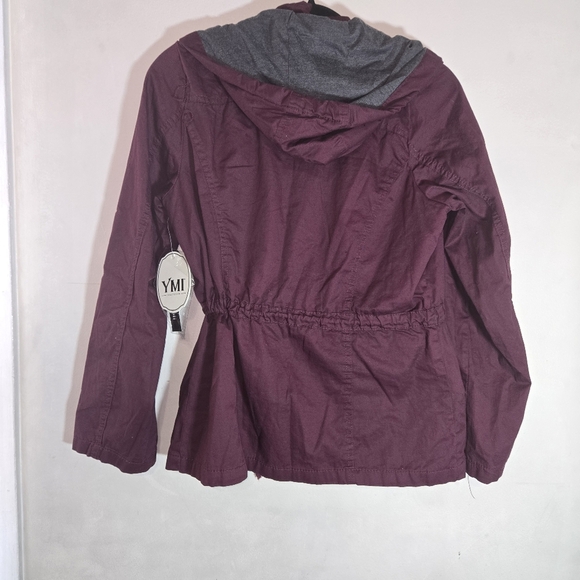 YMI Red Utility Jacket with Collared Neckline and Long Sleeves - Picture 3 of 5